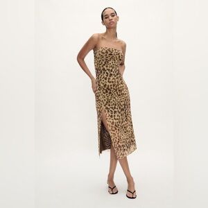 Zara leopard cheetah STRAPLESS TULLE DRESS